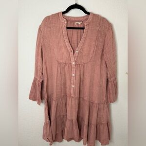Faherty Dusty Rose Button-Up Tunic